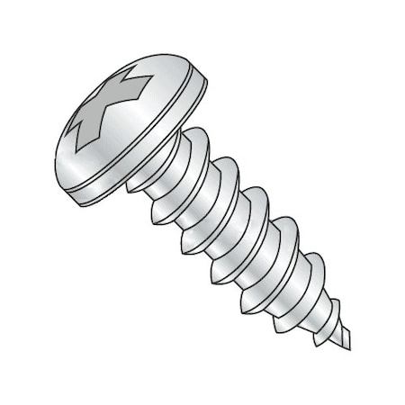 Sheet Metal Screw, #14 X 3/4 In, 18-8 Stainless Steel Pan Head Phillips Drive, 500 PK